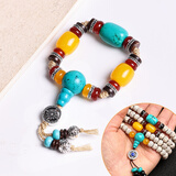 佳人饰界金刚星月菩提配饰四件套装套餐桶珠隔片藏式佛头三通佛珠银配件 新套装九适用10/11mm