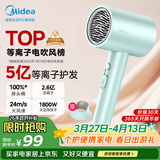 美的（Midea）5亿等离子护发电吹风 家用负离子护发吹风筒 1800W大功率快干便携吹风机 FJ308绿 节日/生日礼物