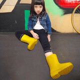 CREATURE HABITS儿童雨鞋防水防滑中筒男童小孩幼儿轻便舒适中筒雨鞋女童雨靴 黑色 34 ，33-34，(内长22cm)