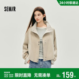 森马（Semir）外套女秋季花苞拼接格子宽松立领2025风文艺通勤夹克10A525108004
