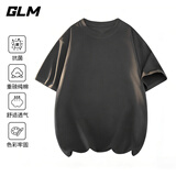 GLM短袖T恤男纯色基础简约宽松休闲纯棉五分袖舒适潮牌t恤