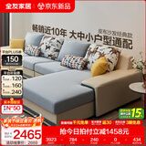 全友家居现代简约风L型布艺沙发家用客厅科技布转角沙发家具政府补贴 [热卖]水蓝|布皮沙发|面料可拆洗|左妃位新 多人位 3.67m