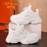 德尔惠小白鞋童鞋男运动鞋春夏网面女童休闲鞋儿童跑鞋中大童防滑校园鞋 白色皮面 34 内长22cm
