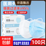 【大牌平替】医用口罩莫兰迪色过敏防风防尘时尚独立包装50只盒装 【蓝色+白色+烟雨灰】【各50只独立包装】