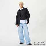 优衣库常规款女装男装宽松廓形牛仔裤/弯刀镰刀裤子479000 482280 479000/62粉蓝色 24 /155/62A