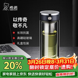 希诺抗菌双层玻璃杯2026新款茶水分离泡茶杯子男办公车载水杯XN-628L