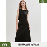 ELLE黑色钉钻高级感连衣裙女2026夏季新款无袖圆领气质优雅背心裙 黑色 L