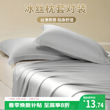 艾薇 冰丝枕套夏季枕头套凉席枕套一对装 冰丝灰 48*74cm