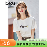 betu百图女装春装新款宽松韩版卡通印花短袖T恤ins潮JD2102T08 白色 L