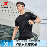 特步运动t恤短袖男夏装新款跑步速干衣薄款训练服半袖运动上衣polo衫 【跑步训练】正黑色0175 L 175