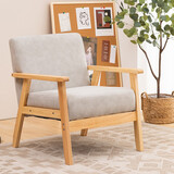 因佳 单人沙发实木沙发椅单人位北欧简约布艺休闲椅子 科技布单人位（默认发浅灰色）