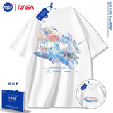NASA STONE联名短袖t恤男夏季新款潮流宽松纯棉学生百搭上衣半袖情侣装夏装 白色 S 推荐体重80-90斤