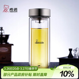 希诺抗菌玻璃杯双层防烫办公车载水杯男高档泡茶杯子XN-9607K 410mL