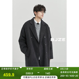 伯爵卓尔羊毛双面呢大衣男中长款2024秋冬新款通勤男装呢子外套 山岩灰 L (175)