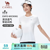 骆驼（CAMEL）速干T恤女透气圆领短袖运动上衣 J23BAXLN001B 无际白 M