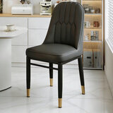 虞萌馨迪现代轻奢靠背椅子餐椅休闲椅咖啡酒店椅北欧椅子简约家用加厚凳子 促销款【全黑+坐垫】黑金腿 1张也发货