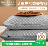 雅鹿·自由自在荞麦枕头100%全荞麦皮荞麦壳枕芯成人睡觉5斤 可拆洗46x72cm纯灰