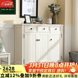 方寸毫厘 鞋柜 实木鞋柜玄关柜入户门厅柜美式乡村多用途储物柜实木家具 三门鞋柜 象牙白色（长1.3米） 柜体整装发货