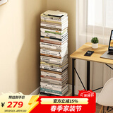 SOFS立式隐形书架落地一体靠墙创意书本收纳置物架客厅铁艺钢制窄书柜 6层/白色