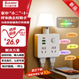 苏士赫尔摩【7彩AI声控】温馨夜灯86型插座一转多 4位+2USB+Type-C无级调光,卧室氛围充电双场景