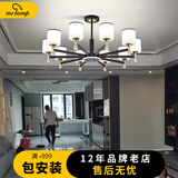 灯先生广东中山灯具套餐三室两厅新中式吊灯客厅灯大气主灯全屋现代简约 【密封罩+护眼光源】10头-16W/头 开关控制/三色变光
