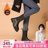 达芙妮官方马丁靴女加绒2026秋冬爆款烟筒靴子女英伦风中筒切尔西女靴 黑色加绒（中筒-5cm跟高） 37