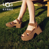UGG夏季女士舒适厚底坡跟露趾休闲凉鞋1167475CHE|栗色 37