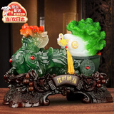 吉善堂招财貔貅玉白菜摆件 办公室客厅酒柜工艺装饰品乔迁新居开业礼品 新款大号-约长38宽18高30CM