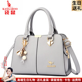 袋鼠卡拉母亲节女士包包轻奢2026新款时尚斜挎包生日送中年妈妈软皮手提包 浅灰色（礼盒装+手包卡包吊坠）
