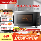 美的（Midea）家用变频微波炉平板式易清洁 800W微波速热 一键智能菜单 钻石背板 微晶面板加热20L（PM20M2）