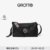 GROTTO个乐黑石包经典大容量植鞣绵羊皮单肩斜挎通勤软包男女款礼物 黑石M（银标）