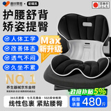 藤田制药护腰坐垫靠背办公室久坐神器舒适透气人体工学椅腰靠垫 星耀黑F1