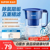 苏泊尔（SUPOR）便携式滤水壶蔚蓝1壶1芯过滤净水器净水壶自来水活性炭过滤器滤水器家用版蓝色UF03