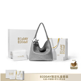 ECODAY编织托特包通勤包女包大容量单肩手提包送女友生日礼物 银色大号   限定礼盒
