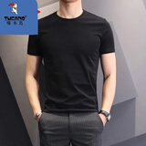 啄木鸟（TUCANO）纯色短袖T恤男夏季修身弹力t恤上衣潮牌显瘦男士打底衫休闲上衣男 纯色黑T恤 XL