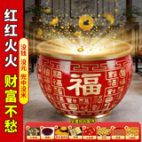 原始匠工黄铜百福缸聚宝盆米缸冰箱上摆件铜聚宝缸聚财缸招財摆件