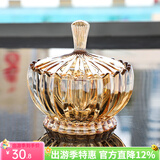 花语四季果盘莲花佛堂水晶玻璃高脚创意水果盘客厅茶几家用现代糖果零食盘 糖果罐