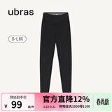 ubras仿牛仔高腰收腹加绒打底裤女保暖时尚高弹可外穿 黑色平腰款 1条 L