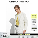 UR秋季新款女装休闲蝴蝶结绗缝排扣圆领棉服UYY150054 本白 M