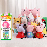小猪佩奇毛绒玩具乔治公仔玩偶佩奇可爱抱枕儿童柔软安抚陪睡娃娃生日礼物 14只全家福【19恐龙泰迪】