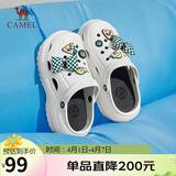 骆驼（CAMEL）洞洞鞋女时髦DIY原创鞋花松糕厚底凉拖鞋 L24M071642 白色 40/41 