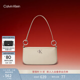 Calvin Klein腋下包休闲通勤包包字母拉链CK女包单肩法棍包 67U-牛奶白 OS