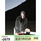 付智恩芦苇花 芬兰进口狐狸毛典雅轻盈年轻感圆领皮草外套女 深灰绿 S