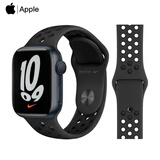 苹果 Apple Watch Series 11/10/9/8/7代原装运动硅胶/耐克表带通用版 95新 44-46mm 煤黑配黑两节Nike洞洞 正品保障