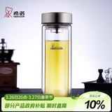 希诺双层玻璃杯男家用商务办公泡茶杯子过滤车载水杯XN-9607 410mL