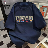 啄木鸟（TUCANO）纯棉短袖t恤男夏季新款美式潮牌宽松半袖青少年衣服男生体恤 藏蓝色 【纯棉】 XL  (建议体重125-145斤左右）