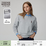 Teenie Weenie小熊秋季简约圆领套头卫衣学院风短款上衣休闲时尚女 浅灰色 S (160)