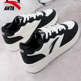安踏（ANTA）板鞋男鞋春季新款透气低帮韩版潮厚底学生跑步休闲运动青少年鞋子 -3基础黑/象牙白【店长推荐】 42