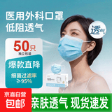 【大牌平替】医用口罩莫兰迪色过敏防风防尘时尚独立包装50只盒装 蓝色【独立包装】50只
