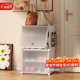 安尔雅超薄鞋柜门口简易鞋架玄关多层防尘收纳架树脂组装柜 单列四层白